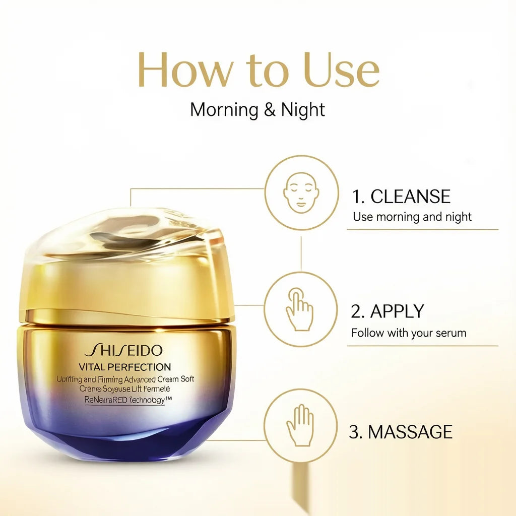Shiseido Vital Perfection Uplifting Firming Advanced Cream 50ml Safflower Extract Lifting Smoothing Nourishing Moisturiser
