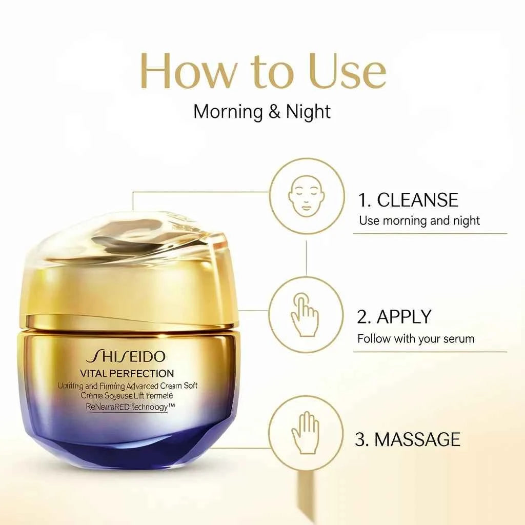 Shiseido Vital Perfection Uplifting Firming Advanced Cream 50ml Safflower Extract Lifting Smoothing Nourishing Moisturiser