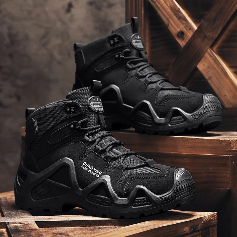 Men Tactical Boots Army Boots Mens Military Desert Waterproof Work Safety Shoes Climbing Hiking Shoes Ankle Men Outdoor Boots by PETAL & GLOW
