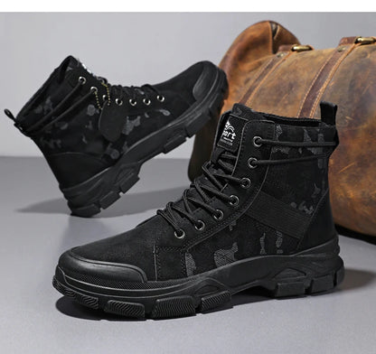 Military Boots for Men Autumn High Top Camouflage Desert Casual Flats Mens Boot Breathable Non Slip Work Shoes Zapatillas Hombre by PETAL & GLOW