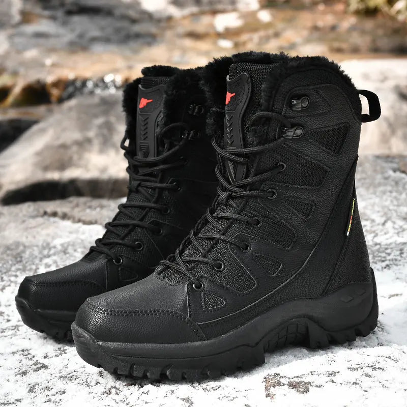 Men's Military Tactical Boots Army Boots Men Side Zipper Military Boots Men Anti-Slip Ankle Boots Work Safety Shoes Hiking Shoes by PETAL & GLOW