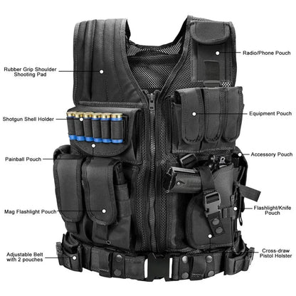 Adjustable Molle Tactical Vest Military Combat Body Armor Vests Security Hunting Army Outdoor CS Game Airsoft Training Jacket by PETAL & GLOW