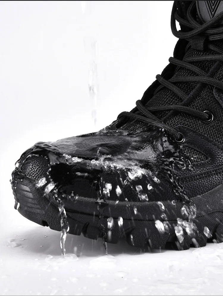 Men's Military Tactical Boots Army Boots Men Side Zipper Military Boots Men Anti-Slip Ankle Boots Work Safety Shoes Hiking Shoes by PETAL & GLOW