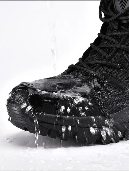 Men's Military Tactical Boots Army Boots Men Side Zipper Military Boots Men Anti-Slip Ankle Boots Work Safety Shoes Hiking Shoes by PETAL & GLOW
