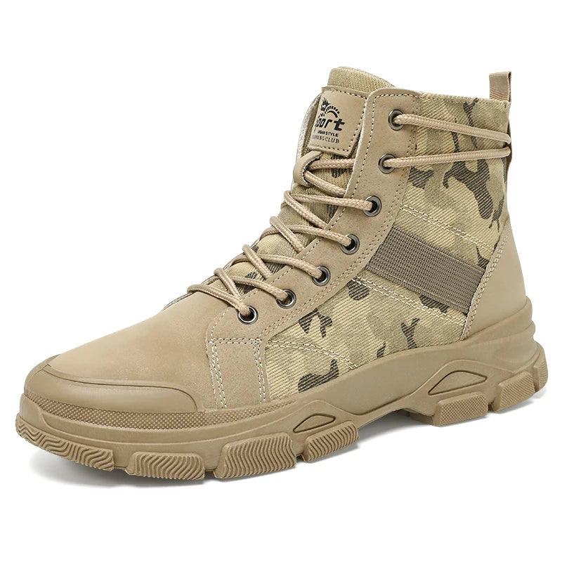 Military Boots for Men Autumn High Top Camouflage Desert Casual Flats Mens Boot Breathable Non Slip Work Shoes Zapatillas Hombre by PETAL & GLOW