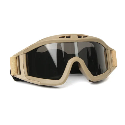 New Airsoft Tactical Goggles 3 Lens Windproof Dustproof Shooting Motocross Motorcycle Mountaineering Glasses CS Safe Protection by PETAL & GLOW