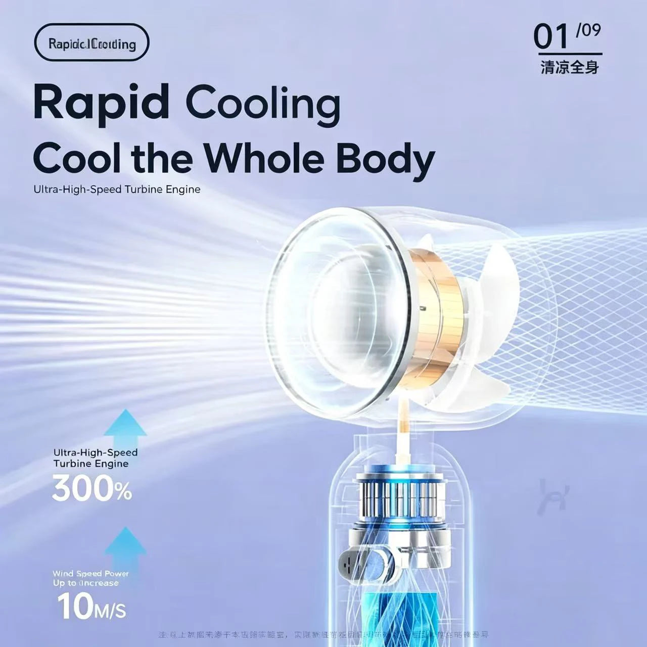 3-in-1 Handheld Neck Fan  Mini Turbo Fan 5-Speed High-speed Portable USB Rechargeable Fan for Outdoor Office