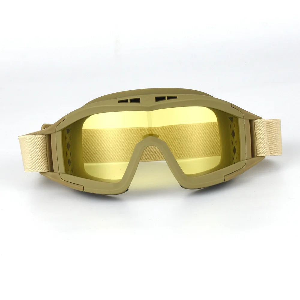 Tactical Goggles Mountaineering Shooting Sunglasses Windproof Sand Control Motocross CS Glasses 3 Lenses Replaceable Motorcycle by PETAL & GLOW