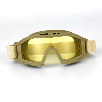 Tactical Goggles Mountaineering Shooting Sunglasses Windproof Sand Control Motocross CS Glasses 3 Lenses Replaceable Motorcycle by PETAL & GLOW