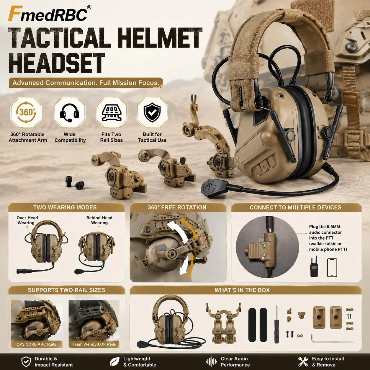 Airsoft Tactical Helmet Set with Headset, Rail LED Light and Mesh Cover, Lightweight FAST Helmet for Paintball Wargame by PETAL & GLOW