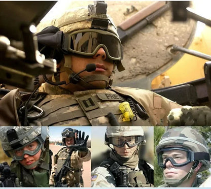 Tactical Goggles Mountaineering Shooting Sunglasses Windproof Sand Control Motocross CS Glasses 3 Lenses Replaceable Motorcycle by PETAL & GLOW