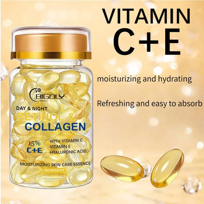 Retinol Collagen Essence Ampoules (90pcs) | Anti-Aging Face Serum for Firming & Moisturizing