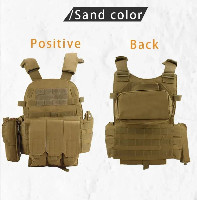 6094 Military Tactical Vest Body Armor Combat 1Army CS Gear Hunting Plate Carrier Airsoft Accessories Wargame Pouch Molle Vest by PETAL & GLOW