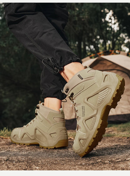 Men Tactical Boots Army Boots Mens Military Desert Waterproof Work Safety Shoes Climbing Hiking Shoes Ankle Men Outdoor Boots by PETAL & GLOW