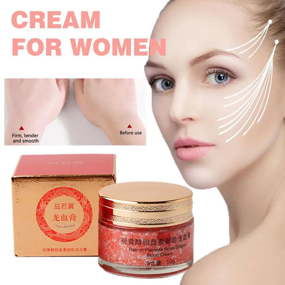 50g Dragon Blood Retinol Face Cream Smoothing Firming Face Serum Moisturizer with Placenta Extract Rejuvenation Skin Care by PETAL & GLOW