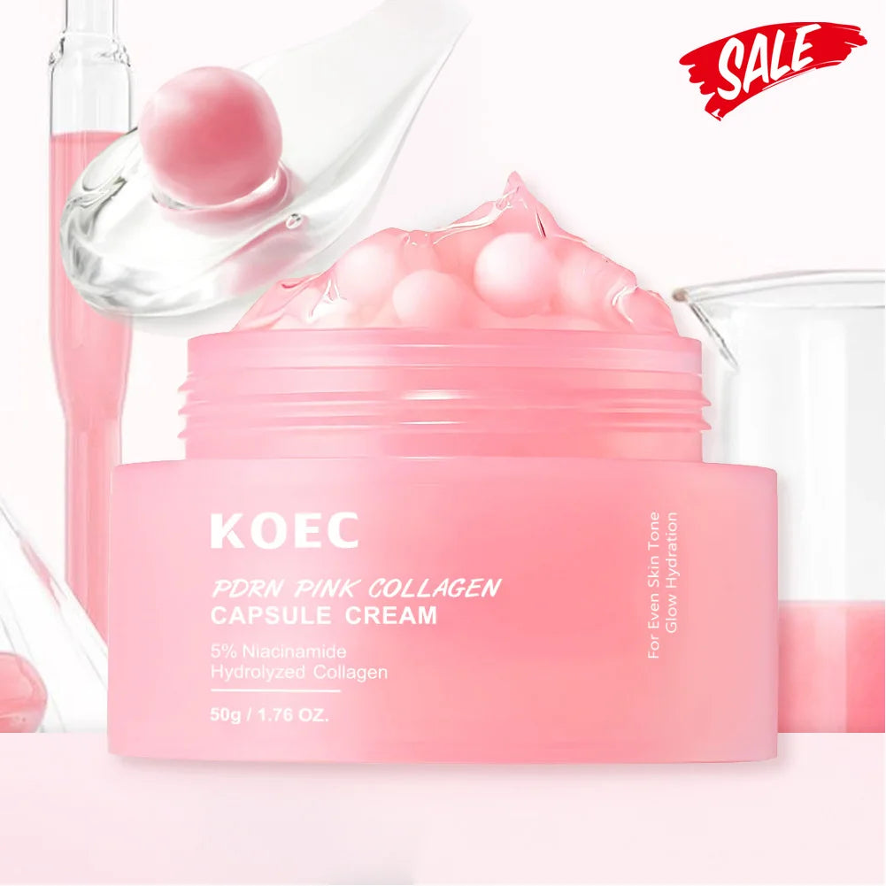 PDRN Pink Collagen Capsule Cream 5% Niachinamide VC Whitening Hydrolyzed Collagen Face Cream Moisturizing Firming Skin Care by PETAL & GLOW