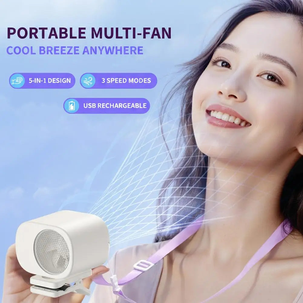 Fan Waist Hanging Neck Clip Handheld Small Fan Desktop Multifunctional High Wind Speed Small Fan