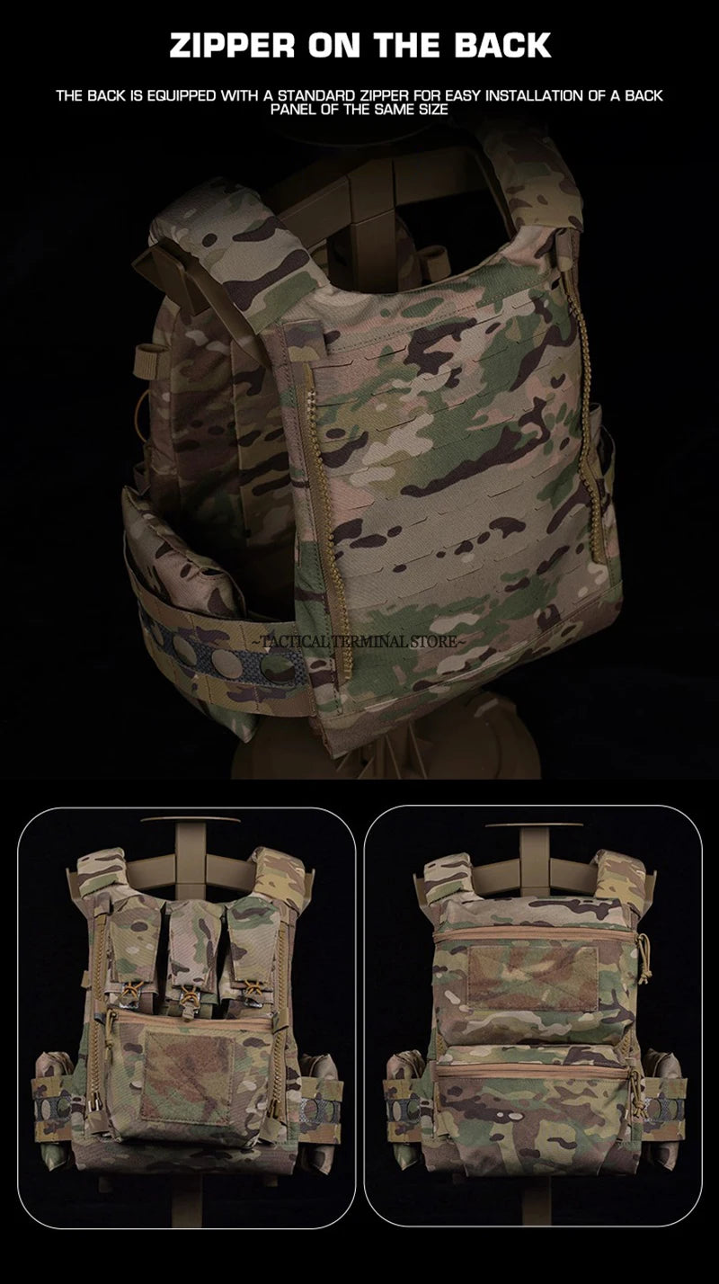Ferro V5 FCPC Tactical Plate Carrier Quick Release Portable Body Armor Molle Airsoft Hunting Vest with 556 Triple Magazine Pouch by PETAL & GLOW