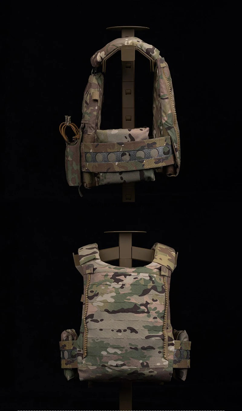 Ferro V5 FCPC Tactical Plate Carrier Quick Release Portable Body Armor Molle Airsoft Hunting Vest with 556 Triple Magazine Pouch by PETAL & GLOW