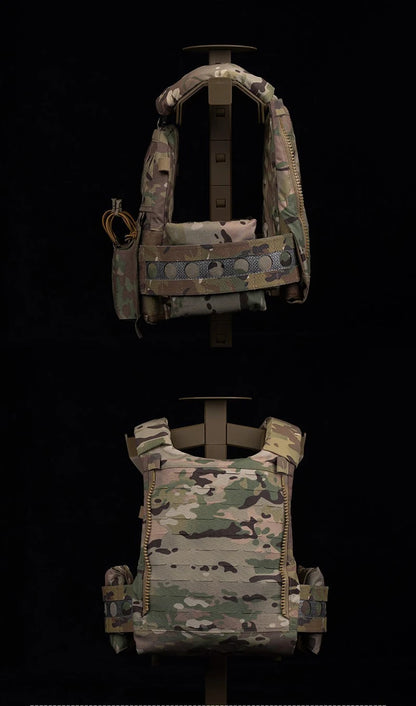 Ferro V5 FCPC Tactical Plate Carrier Quick Release Portable Body Armor Molle Airsoft Hunting Vest with 556 Triple Magazine Pouch by PETAL & GLOW