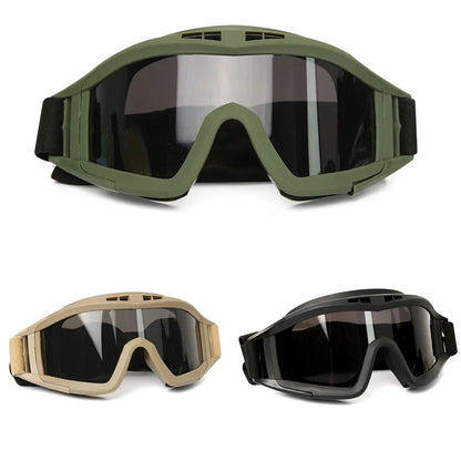 Tactical Goggles Mountaineering Shooting Sunglasses Windproof Sand Control Motocross CS Glasses 3 Lenses Replaceable Motorcycle by PETAL & GLOW