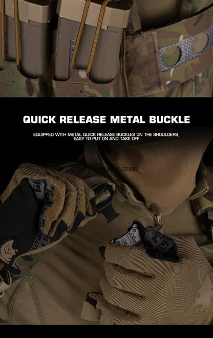 Ferro V5 FCPC Tactical Plate Carrier Quick Release Portable Body Armor Molle Airsoft Hunting Vest with 556 Triple Magazine Pouch by PETAL & GLOW