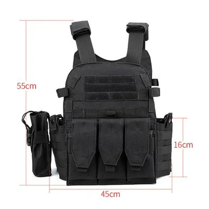 6094 Military Tactical Vest Body Armor Combat 1Army CS Gear Hunting Plate Carrier Airsoft Accessories Wargame Pouch Molle Vest by PETAL & GLOW