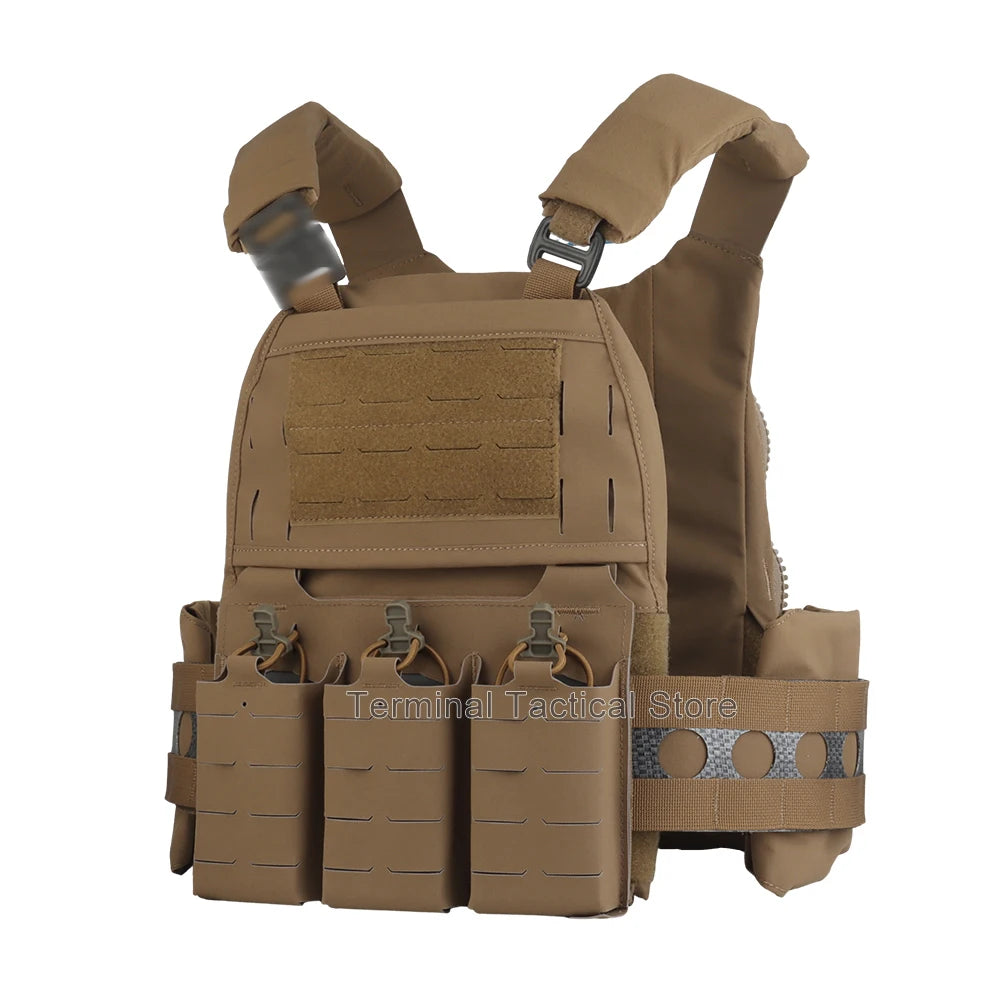 Ferro V5 FCPC Tactical Plate Carrier Quick Release Portable Body Armor Molle Airsoft Hunting Vest with 556 Triple Magazine Pouch by PETAL & GLOW