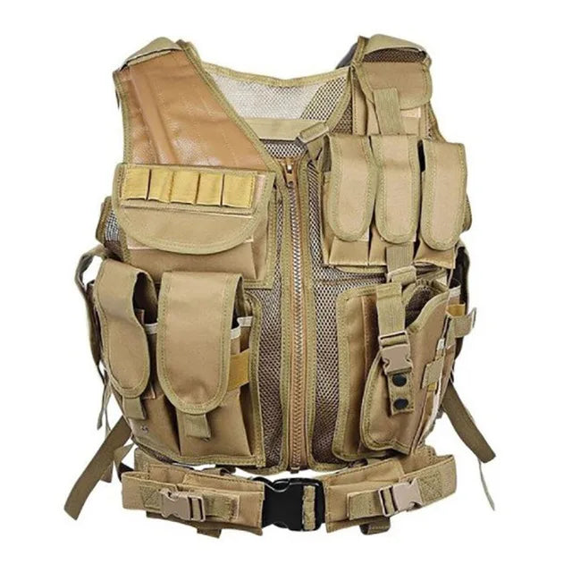 Adjustable Molle Tactical Vest Military Combat Body Armor Vests Security Hunting Army Outdoor CS Game Airsoft Training Jacket by PETAL & GLOW
