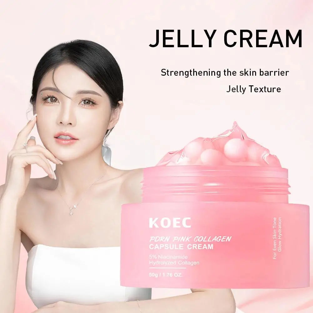 PDRN Pink Collagen Capsule Cream 5% Niachinamide VC Whitening Hydrolyzed Collagen Face Cream Moisturizing Firming Skin Care by PETAL & GLOW