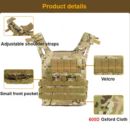 Nylon Tactical Vest Body Armor Hunting Carrier Airsoft Accessories Combat MOLLE Camo Vests by PETAL & GLOW