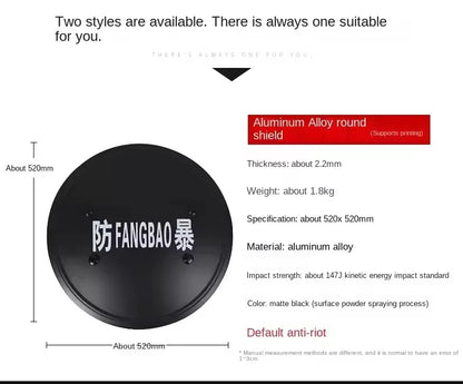 Hand Held Aluminum Alloy Riot Shield Round Tactical Shield Security Equipment Security Equipment Supplies by PETAL & GLOW