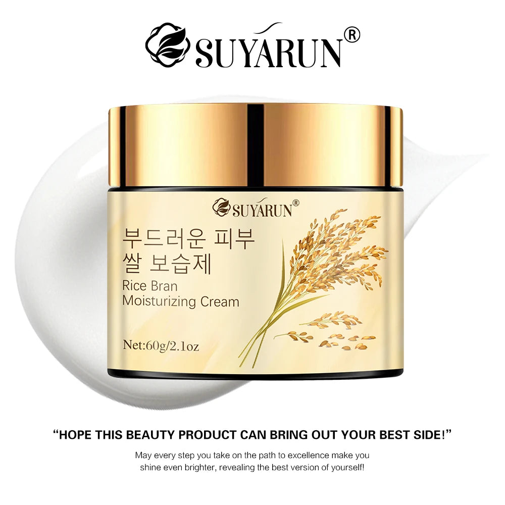 SUYARUN Korean Rice Extract Hydrating Face Cream 24H Moisture - Brightening Nourishing Skincare for Dry Sensitive Skin All Types