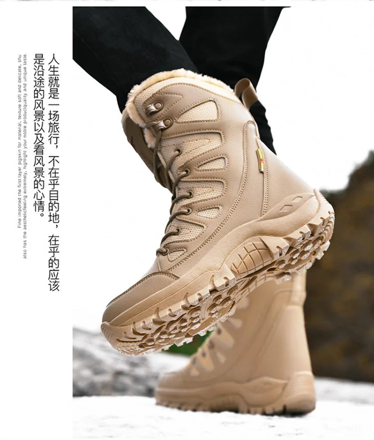 Men's Military Tactical Boots Army Boots Men Side Zipper Military Boots Men Anti-Slip Ankle Boots Work Safety Shoes Hiking Shoes by PETAL & GLOW