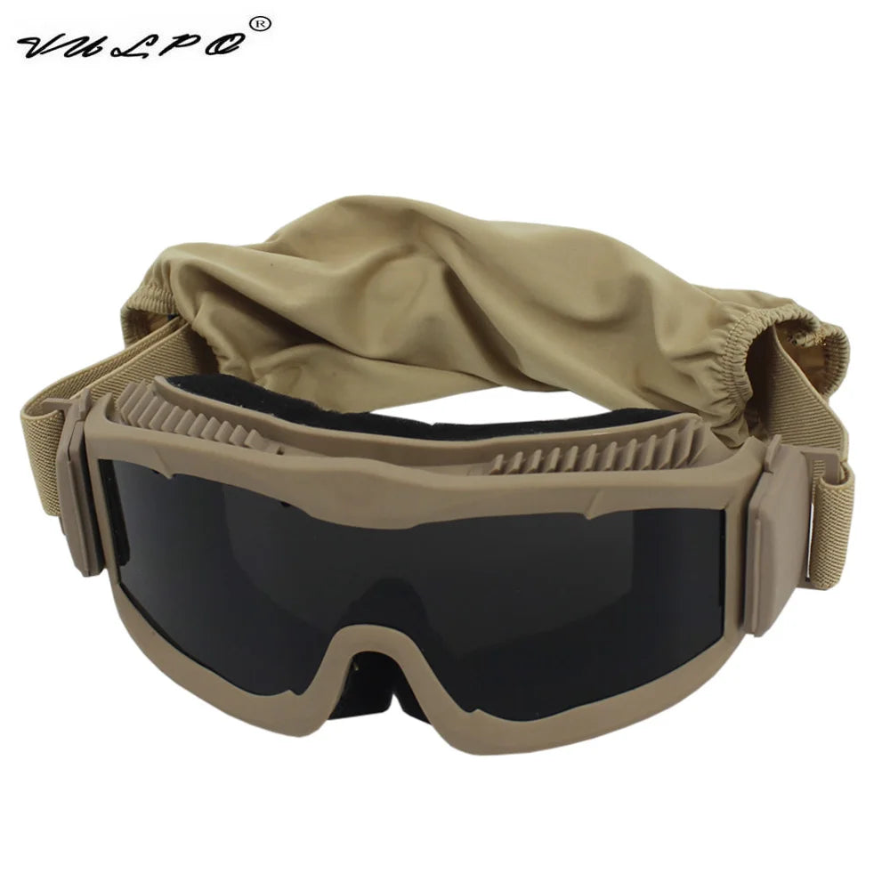 VULPO Tactical Goggles Airsoft Paintball Shooting Goggles Windproof Anti Fog Glasses Hiking Mountaineering Glasses by PETAL & GLOW