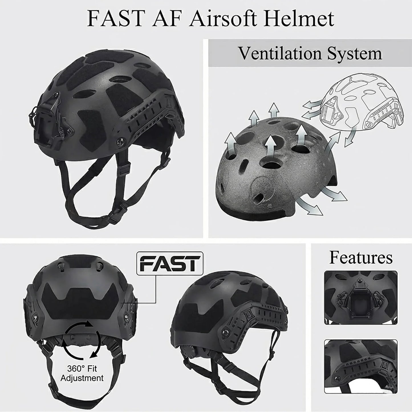 Tactical Helmet Set with Mask Goggles & Headset, Full Face Fast Helmet for Airsoft Paintball Shooting Gear, Military Cosplay by PETAL & GLOW