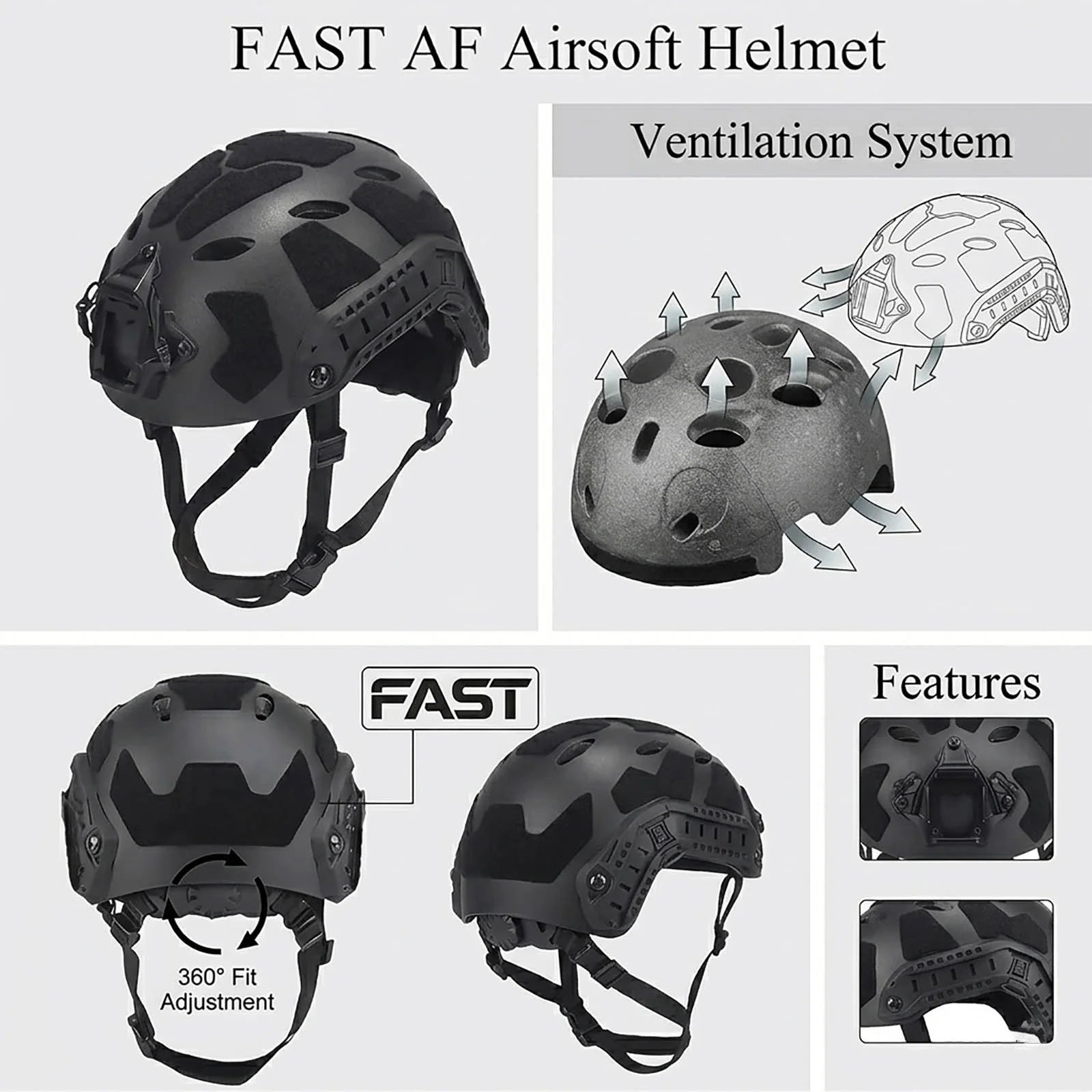 Tactical Helmet Set with Mask Goggles & Headset, Full Face Fast Helmet for Airsoft Paintball Shooting Gear, Military Cosplay by PETAL & GLOW