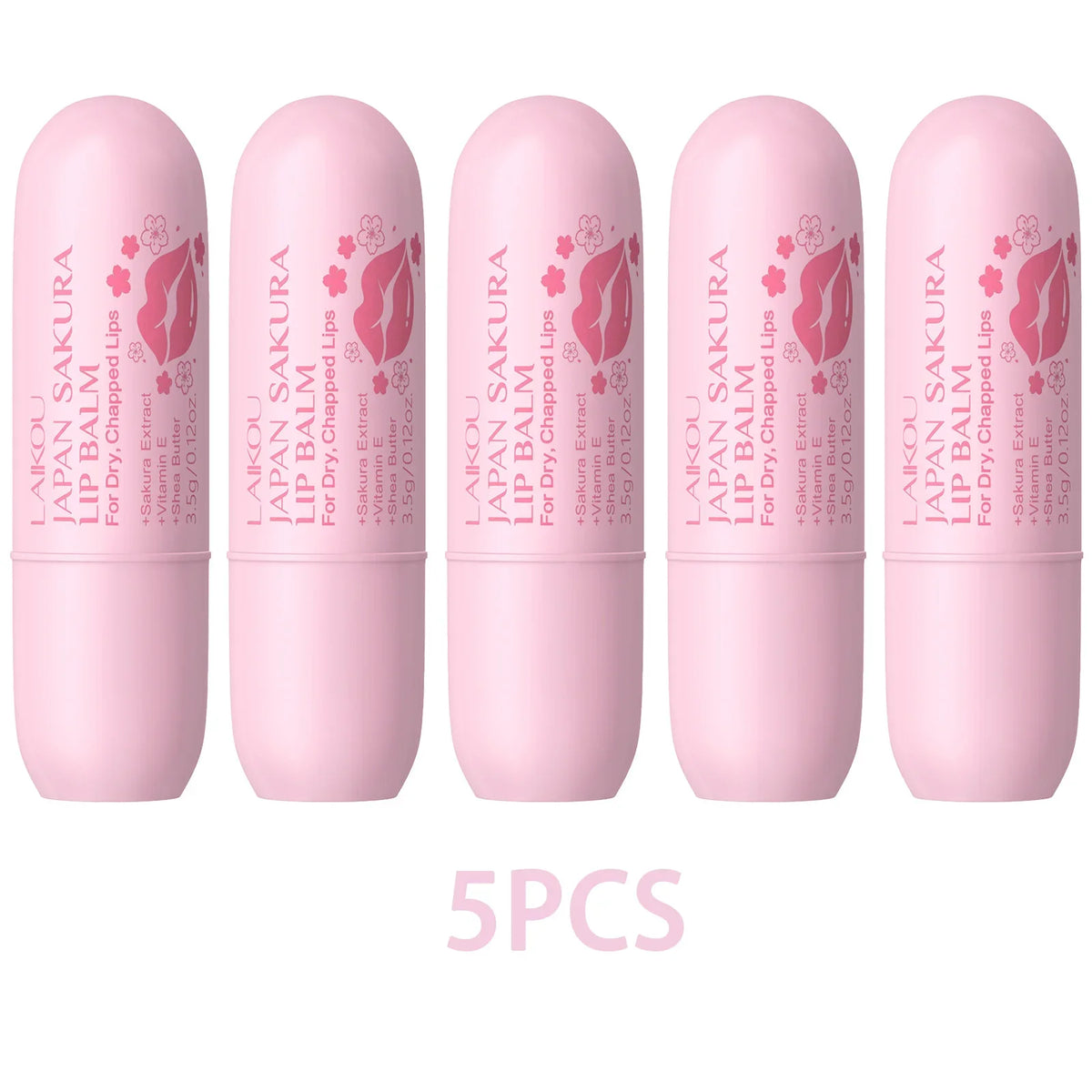 LAIKOU Japan Sakura Lip Balm 3.5g Shea Butter Vitamin E Nourishing Hydrating Moisturizer For Dry Chapped Lips Daily Lip Repair