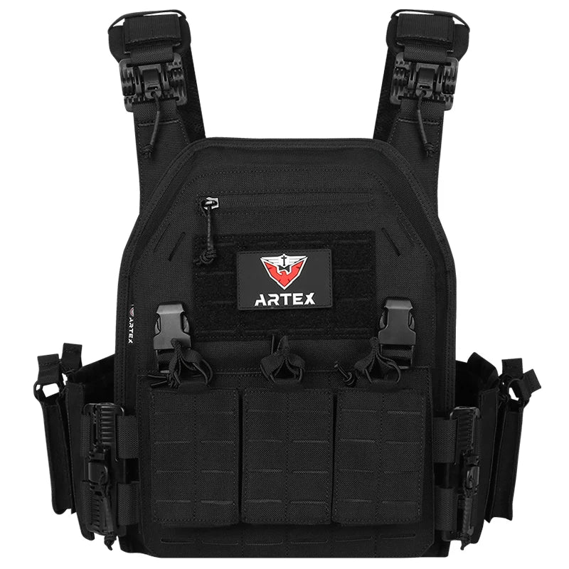 Artex New combat vest 6094 quick detachable light laser cut tactical vest black gear to carry airsoft carrier combat equipment by PETAL & GLOW