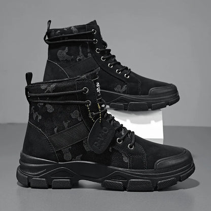Military Boots for Men Autumn High Top Camouflage Desert Casual Flats Mens Boot Breathable Non Slip Work Shoes Zapatillas Hombre by PETAL & GLOW