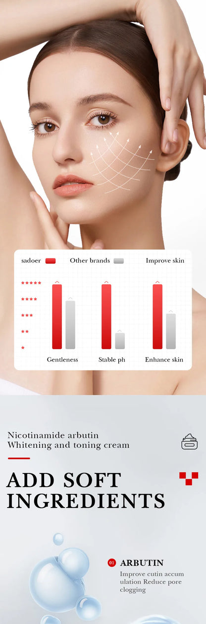 Face Care Nicotinamide Arbutin Whitening Cream Lightening Stain Whiten Cream Fade Dark Spot Face Cream Korean Skin Care Products by PETAL & GLOW