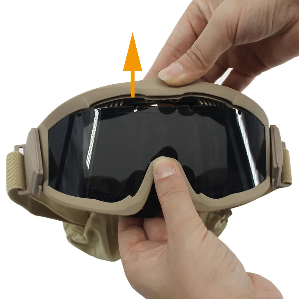 VULPO Tactical Goggles Airsoft Paintball Shooting Goggles Windproof Anti Fog Glasses Hiking Mountaineering Glasses by PETAL & GLOW