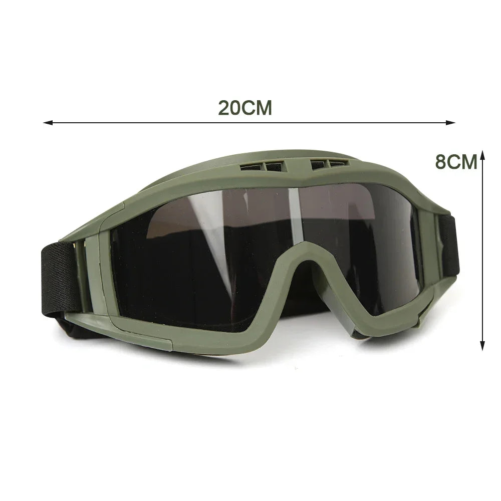 Tactical Goggles Mountaineering Shooting Sunglasses Windproof Sand Control Motocross CS Glasses 3 Lenses Replaceable Motorcycle by PETAL & GLOW