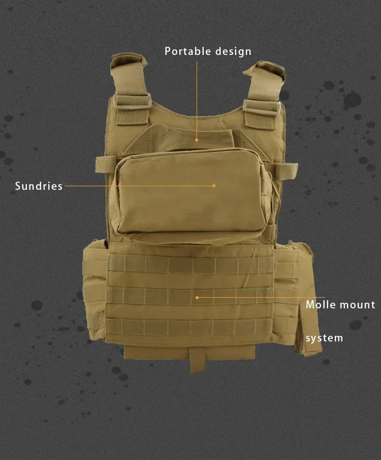 6094 Military Tactical Vest Body Armor Combat Army CS Gear Hunting Plate Carrier Airsoft Accessories Wargame Pouch Molle Vest by PETAL & GLOW