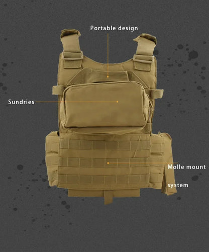 6094 Military Tactical Vest Body Armor Combat Army CS Gear Hunting Plate Carrier Airsoft Accessories Wargame Pouch Molle Vest by PETAL & GLOW