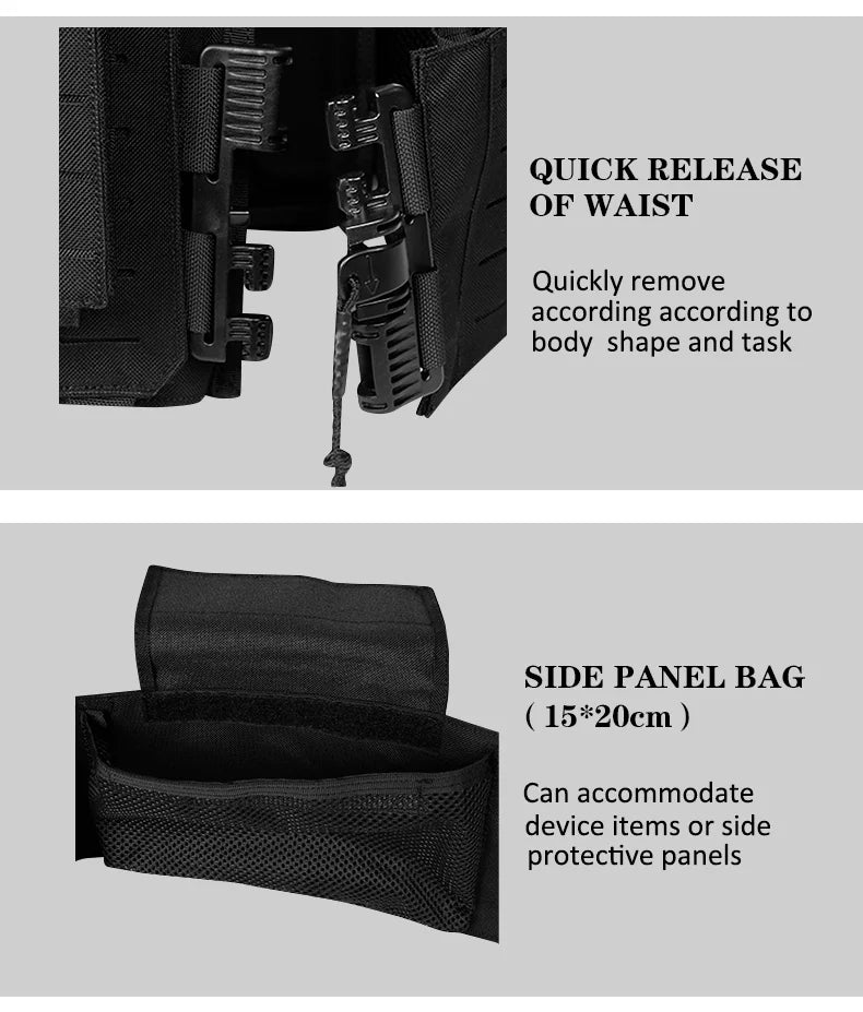 Artex New combat vest 6094 quick detachable light laser cut tactical vest black gear to carry airsoft carrier combat equipment by PETAL & GLOW