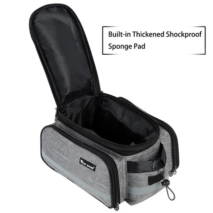 Expandable Rear Rack Bike Bag Trunk Pannier Grey