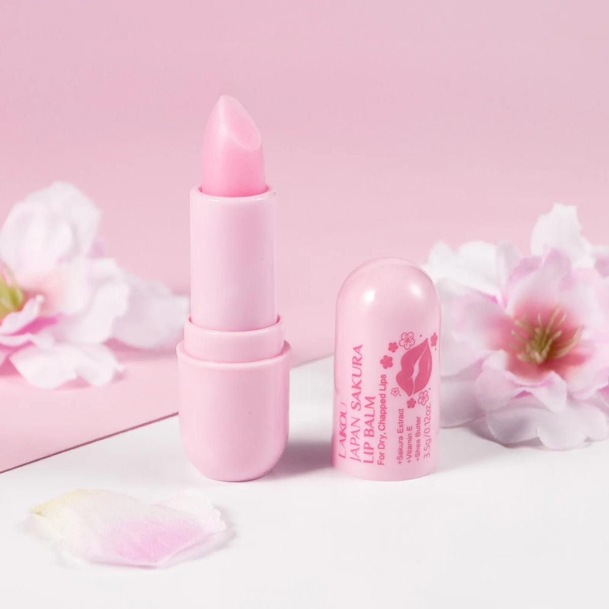LAIKOU Japan Sakura Lip Balm 3.5g Shea Butter Vitamin E Nourishing Hydrating Moisturizer For Dry Chapped Lips Daily Lip Repair