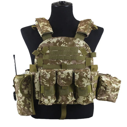 Adult Military Tactical Vest Body Armor Protection Plate Carrier Airsoft Accessories Outdoor Hunting Combat Equipment MOLLE Vest by PETAL & GLOW