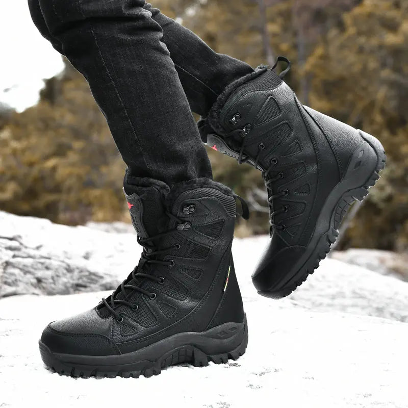 Men's Military Tactical Boots Army Boots Men Side Zipper Military Boots Men Anti-Slip Ankle Boots Work Safety Shoes Hiking Shoes by PETAL & GLOW